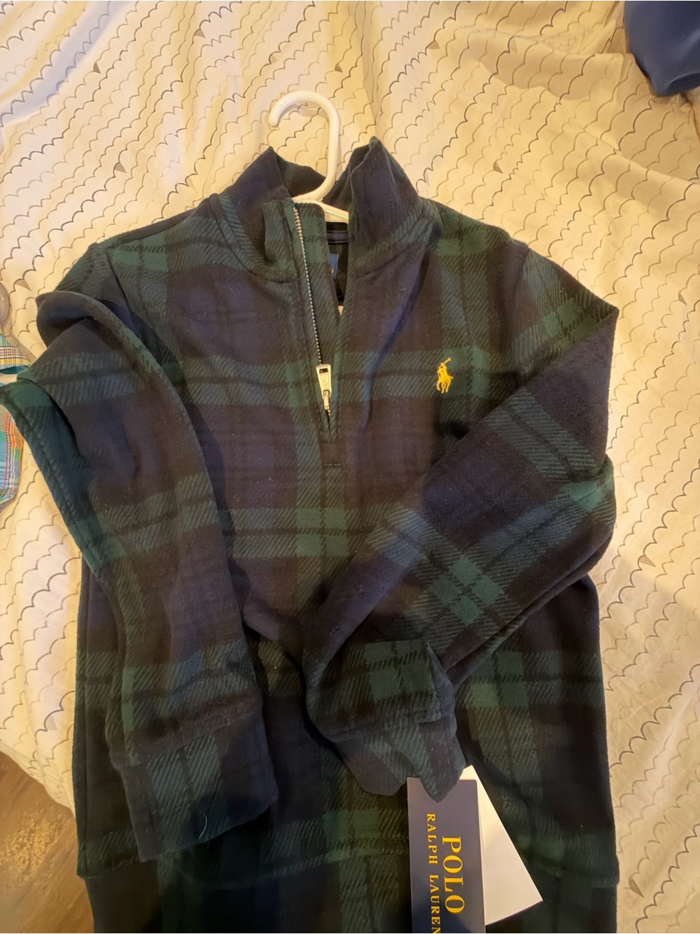 Polo by Ralph Lauren Navy & Green Plaid Half-Zip Pullover